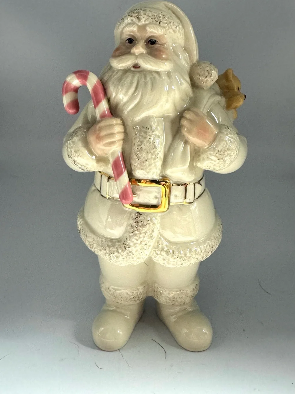 Ivory Santa Figurine with Pink Candy Cane by Lenox